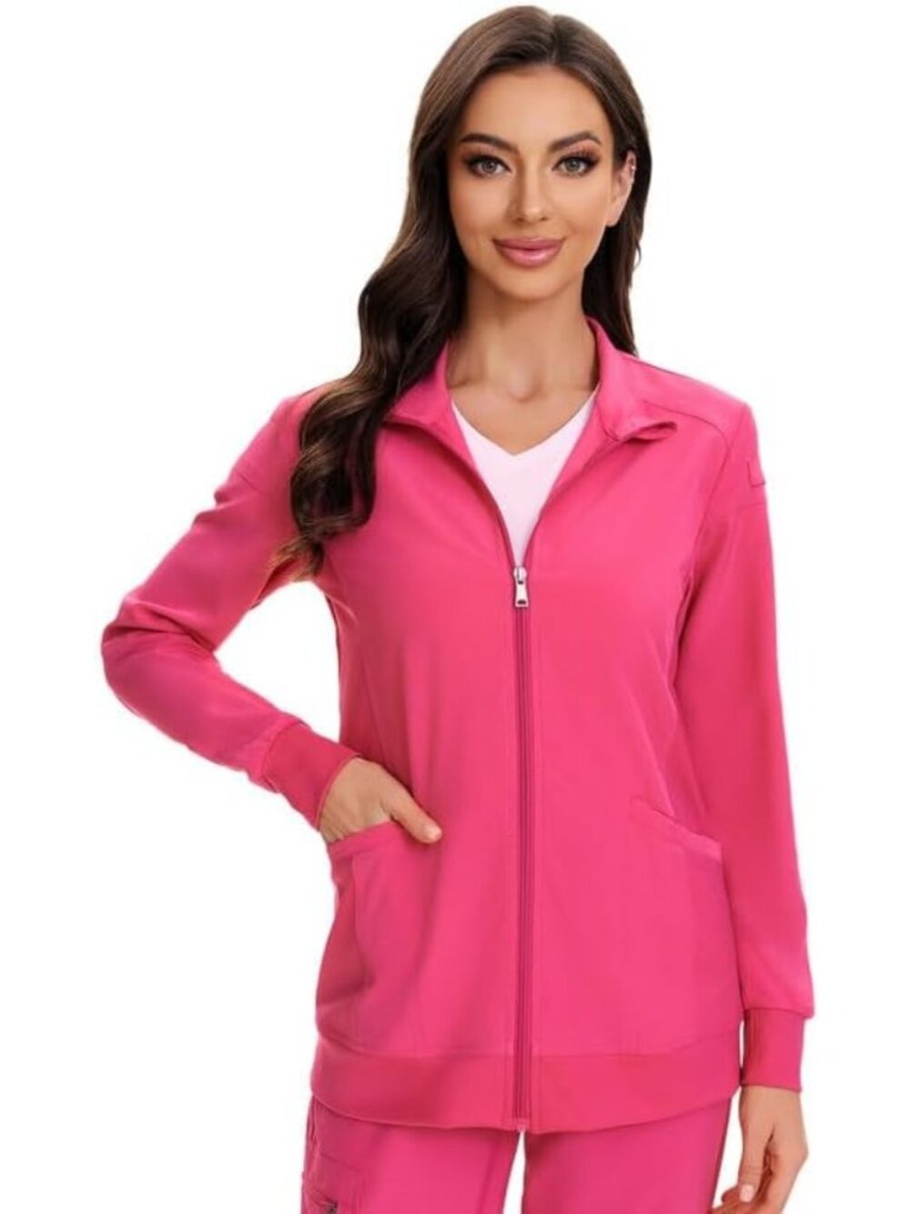 Cozy Zip Front Scrub Jacket for Women | Soft, Comfortable Nursing Top